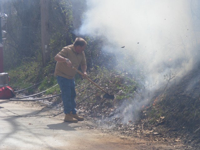 Jeff at brush fire on Tomaquag Valley Road 4/29/2009