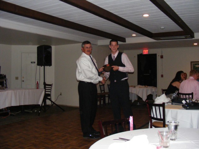 Ryan recieving Firefighter of the Year Award. Banquet 2009